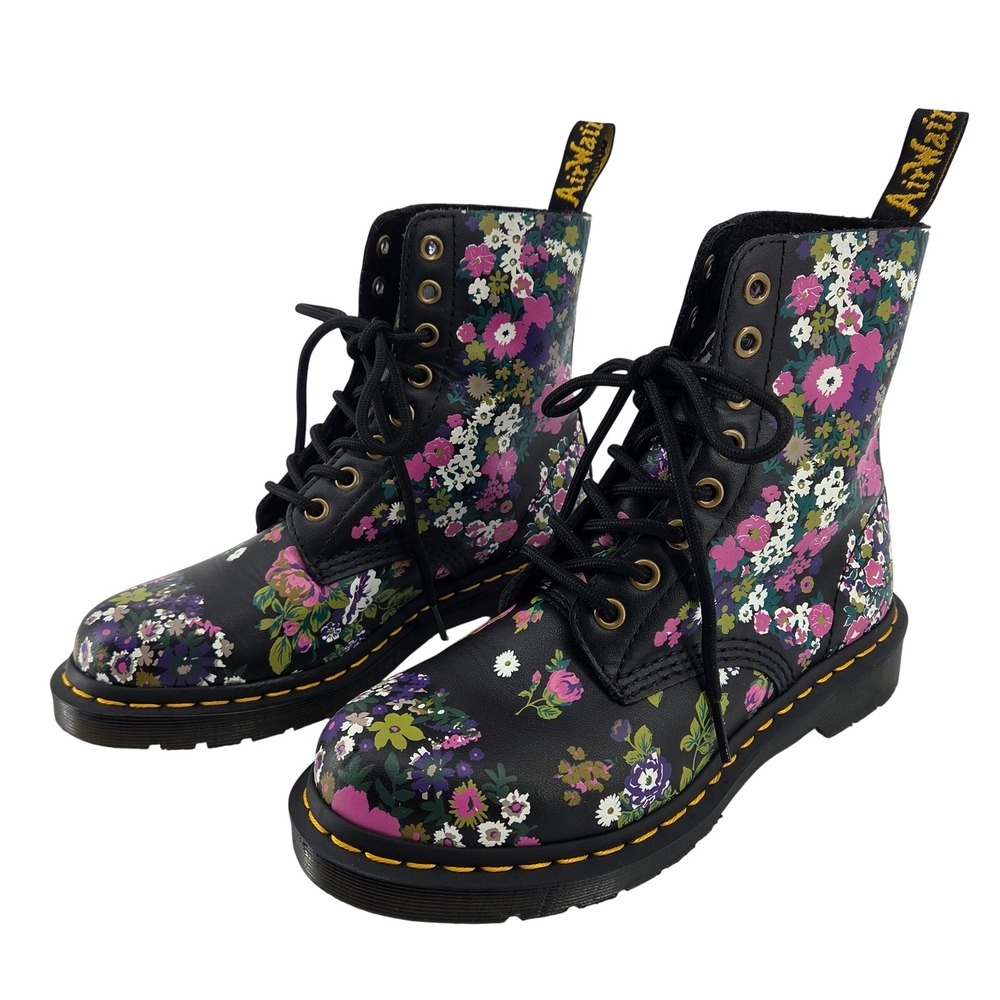 Dr Martens 1460 Pascal Floral Print Leather Combat Boots Womens 6